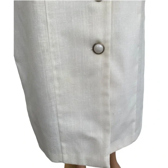 80s Floral Collar Dress Modest Ivory Button Down SL Fashions 14 38 32 40 - Picture 8 of 8